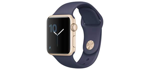 Apple 애플 워치1 WIFI, 38 mm, 골드 알루미늄 케이스 + 미드나잇블루 스포츠밴드 42 mm