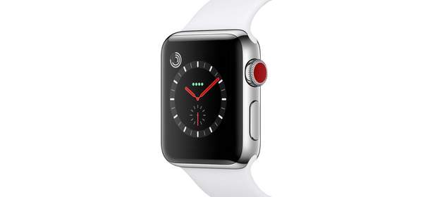 Apple 애플워치 3 GPS + 셀룰러 38mm, MQLV2KHA, 스테인리스 스틸 케이스 +  화이트 스포츠밴드