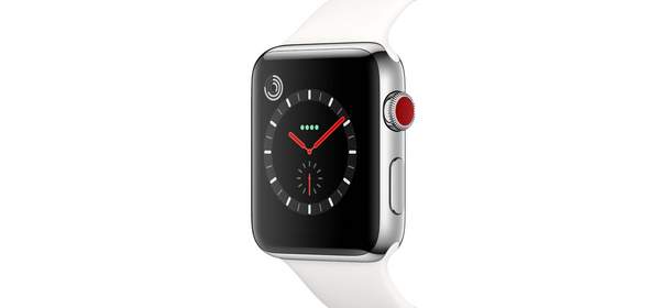 Apple 애플워치 3 GPS + 셀룰러 42mm, MQLY2KHA, 스테인리스 스틸 케이스 + 화이트 스포츠밴드