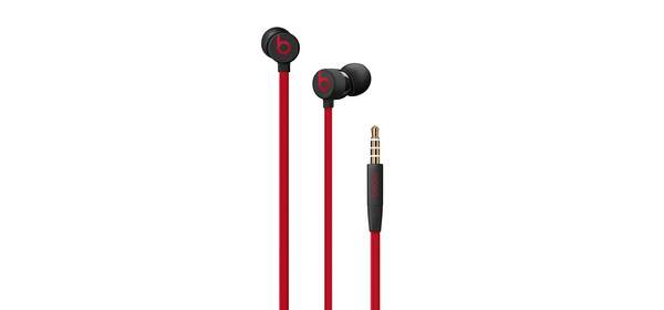 Apple urBeats3 라이트닝 커넥터 이어폰, A1750, 디파이언트 블랙-레드 with 3.5mm 플러그