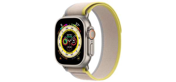 Apple 애플워치 Ultra 트레일 루프 49mm GPS+Cellular 티타늄 케이스, 옐로/베이지 M/L