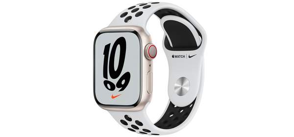 Apple 애플워치 7 GPS+Cellular, 41mm, 알루미늄, 스타라이트 케이스, 퓨어플래티넘/블랙 밴드 1