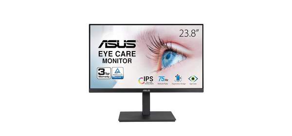ASUS 24인치(23.8인치) 1080P VA249HG 케어 모니터 IPS 풀 HD 99% sRGB 프레임리스 120Hz 어댑티브 싱크 1ms HDMI VGA, IPS 75Hz USB 허브 높이 조절 가능 1