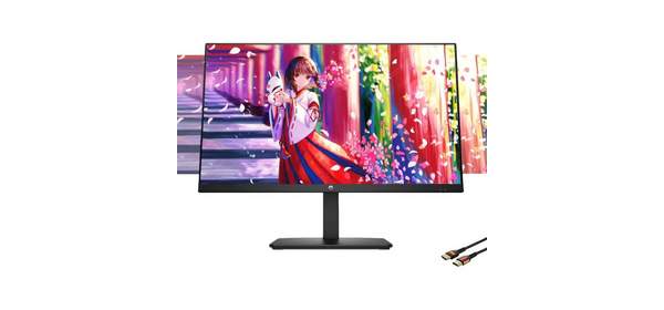 HP VH240a 23.8인치 풀 HD 1080p IPS LED 모니터 내장 스피커 및 VESA 장착 회전식 세로 가로 기울임 HDMI VGA 포트 포함 - 블랙, 27-Inch
