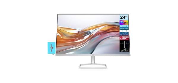 HP 시리즈 5 524sw 24인치 300니트 IPS FHD 모니터 M24FW 교체 모델 조절 가능한 기울기 깜빡임 방지 반사 초슬림 저블루라이트 필터 1개 HDMI 포트 흰색 1