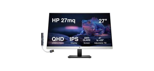 HP 27mq 27인치 QHD IPS 모니터 5ms 응답 시간 눈부심 방지 플리커 프리 VESA 마운트(100 x 100 mm) VGA HDMI 및 Dockztorm, 27-inch-Black/Silver, 1-Pack