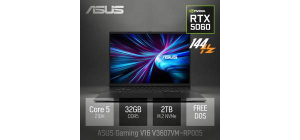 ASUS Gaming V16 V3607VM-RP005 / 16인치 포토샵 게임 영상편집 고성능 노트북 [무선 마우스 & 패드 증정], Free DOS, 32GB, 2TB, 매트 블랙