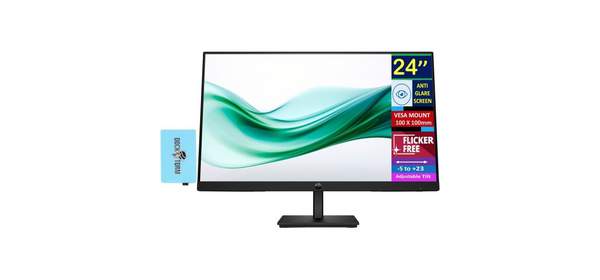 HP 24인치 풀 HD 1920x1080 컴퓨터 모니터 번들 Docztorm Dock 포함 100Hz 안티 글레어 디스플레이 HDMI VGA VESA 마운트 100x100mm, Pack of 1