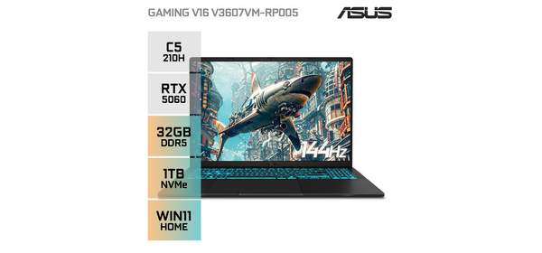 ASUS Gaming V16 V3607VM-RP005 RTX5060 게이밍 노트북 16인치 인텔 Core5 고성능 가성비, WIN11 Home, 32GB, 1TB, 매트 블랙 1