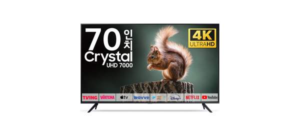 삼성 TV 176cm(70인치) 크리스탈 UHD 4K LED 스마트 티비 70TU7000 로컬변경, 고객직접설치, 스탠드형, 70인치 1
