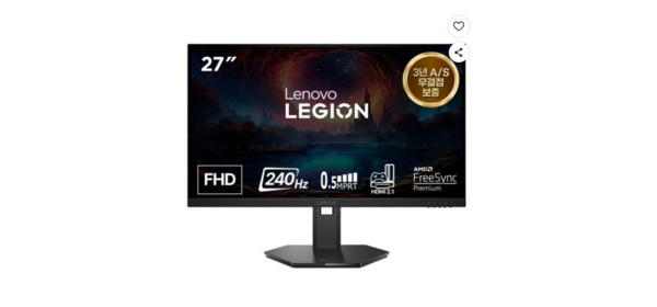 레노버 FHD 240Hz 피봇지원 게이밍 무결점 모니터, 68.5cm, Legion 27-10/68C5GAC4KR