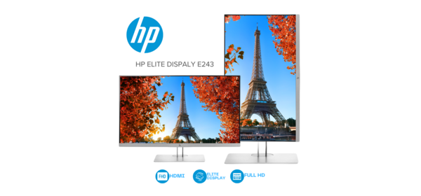 HP EliteDisplay E243 IPS 광시야각 FHD 24인치 모니터 HDMI DP D-SUB 지원, 60.45cm