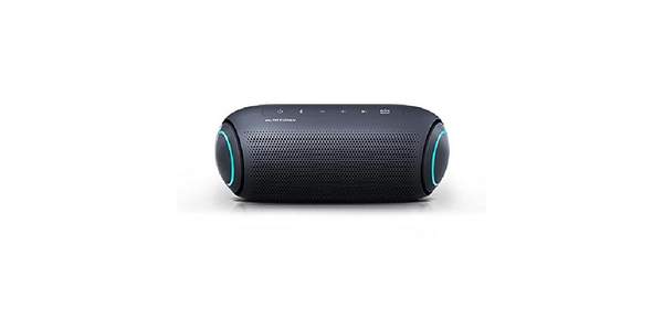 LG XBOOM Go 스피커 PL5 휴대용 무선 블루투스 듀얼 액션 베이스 Sound by Meridian 방수 사운드 부스트 EQ 18시간 배터리 수명 LED 조명 - 블랙, XBOOM GO PL7(블랙)
