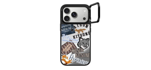 케이스티파이 CASETiFY 아이폰 17 프로 맥세이프 호환 미러 링 스탠드 케이스 Maison Kitsune Fox 스티커 Clear Edition - 실버 블랙 범퍼, {Size} {Color} -  실버 미러 + 블랙