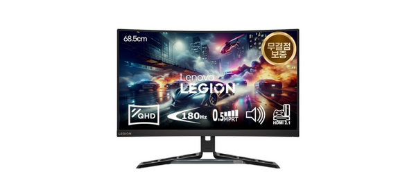 레노버 QHD 커브드 게이밍 180Hz AS3년 모니터, 180Hz/R27qc-30/67C6GAC2KR(무결점), 68.5cm 1