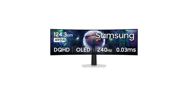 삼성전자 오디세이 OLED G9 S49DG930 49인치 DQHD 240Hz 0.03ms 게이밍 모니터 커브드 울트라 와이드, 49인치 모니터, 124.3cm 1
