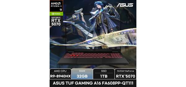 에이수스 2025 TUF 게이밍 A16 라이젠9 라이젠 8000 시리즈 지포스 RTX 5070, FA608PP-QT111, Free DOS, 32GB, 1TB, 예거 그레이