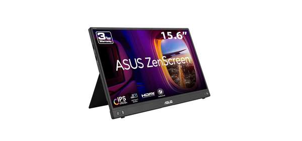 ASUS ZenScreen 16인치(15.6인치 가시 가능) 1080P USB-C 휴대용 모니터(MB16AHV) - 풀 HD IPS 블루 라이트 필터 눈부심 방지 미니, 40.6cm(16인치) 킥스탠드
