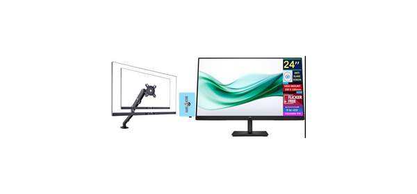 HP 24인치 FHD VA 모니터 응답속도 5ms 눈부심 방지 플리커 프리 VESA 마운트 100x100mm HDMI VGA Dockztorm USB 포트 확장기 포함 블랙 컬, 24-inch, 1-pack 1arm