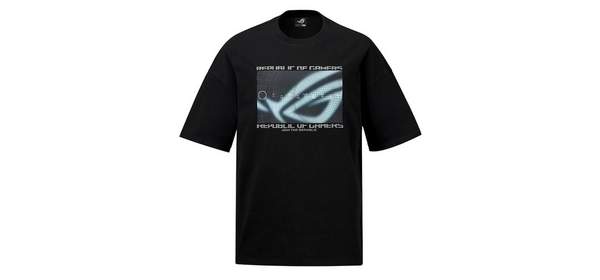 ASUS ROG Cosmic Wave 티셔츠 (레귤러 핏 크루넥 반사 마감 반팔 게이머 공화국의 프리미엄 디자인 Esports 게이밍 의류 블랙) 1