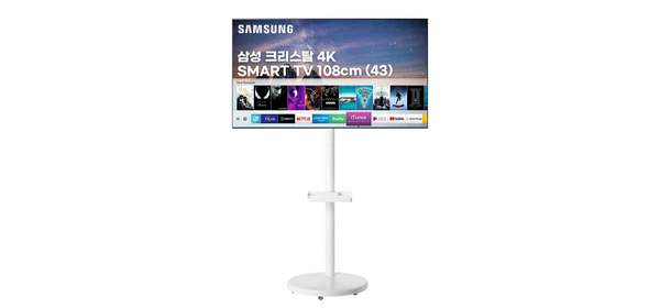 삼성 43인치 25년형 UHD 크리스탈 4K 스마트TV 43U8000F 화이트 이동식 스탠드 삼텐바이미, 방문설치, 스탠드형, 43U8000F 이동형 삼탠바이미 1