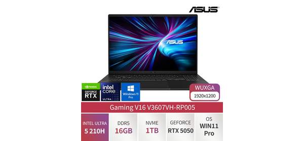 에이수스 2025 게이밍 V16 코어5 지포스 RTX 5050, 매트 블랙, 512GB, 16GB, Free DOS, V3607VH-RP005 2