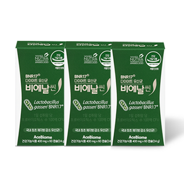 비에날씬 BNR17 다이어트 유산균 3박스(400mg*60캡슐*3박스/12주분), 60정, 3박스
