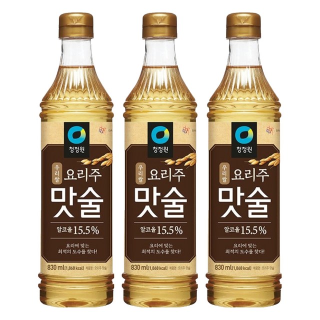 청정원 우리쌀 요리주 맛술, 830ml, 3개