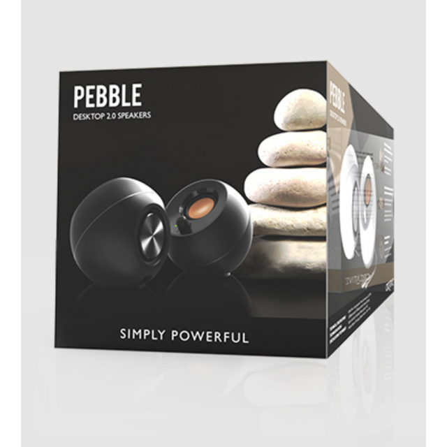 크리에이티브 PEBBLE 2.0 데스크 셋업 배치 예시 뷰