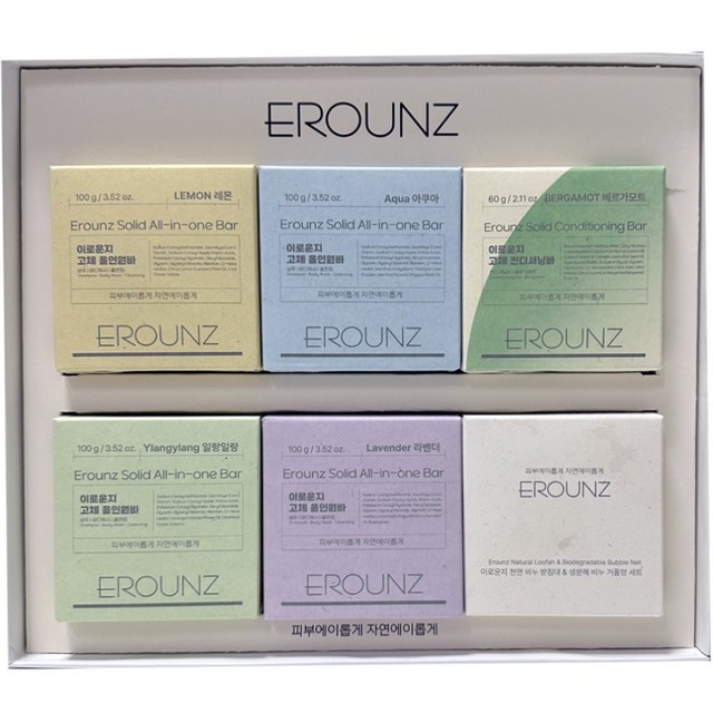 [EROUNZ] 올인원 샴푸바 6종 선물세트 / 저자극 약산성 고체바 헤... 솔직 후기 | 실사용자 리뷰 분석 썸네일