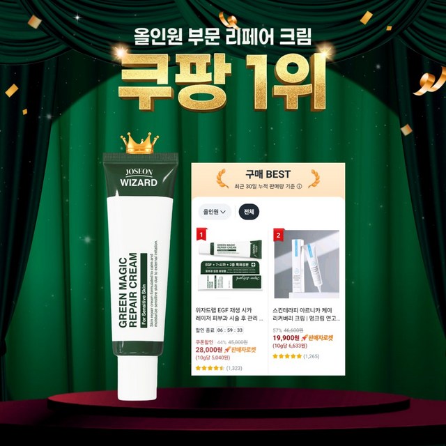 위자드랩 피부과 EGF 시카 레이저 시술 후 관리 그린 매직 리페어 크림 이미지 2