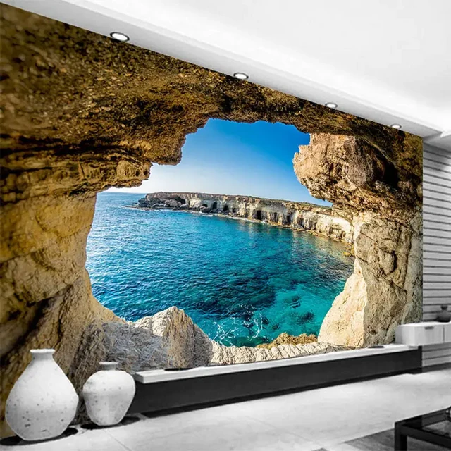 3D 벽화 벽지 폭포 자연 풍경 침실 장식 홈 서재 TV 소파 거실