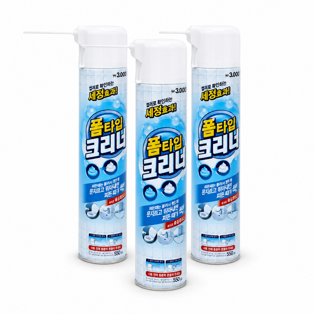 [나혼산 최지수] 욕실화장실청소세제 컬러변화세정제 매직폼타입크리너 스프레이형, 550ml, 3개