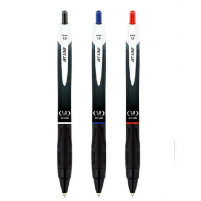 자바 제트라인 1.0mm 검정 빨강 파랑 유성볼펜, Red(12p입), 5세트