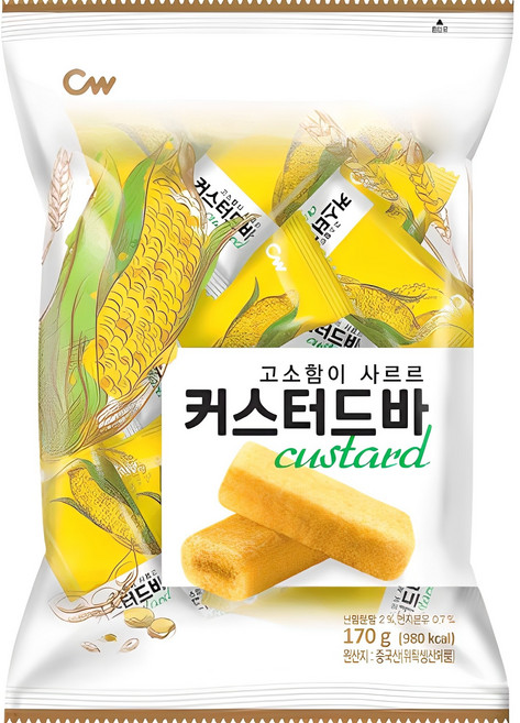 청우식품 커스터드바, 170g, 2개