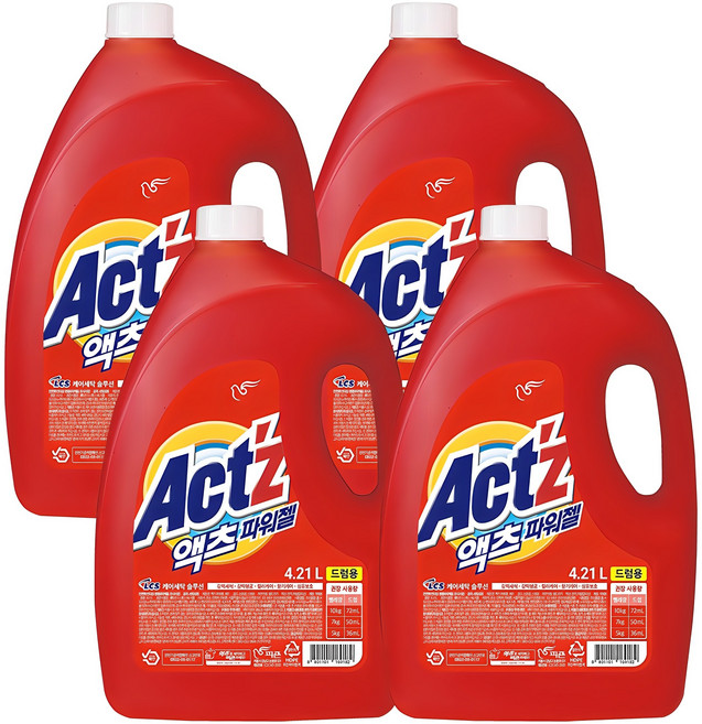 액츠 파워젤 드럼용 액상세제 프레시 플로럴향 본품, 4.21L, 1개입, 4개