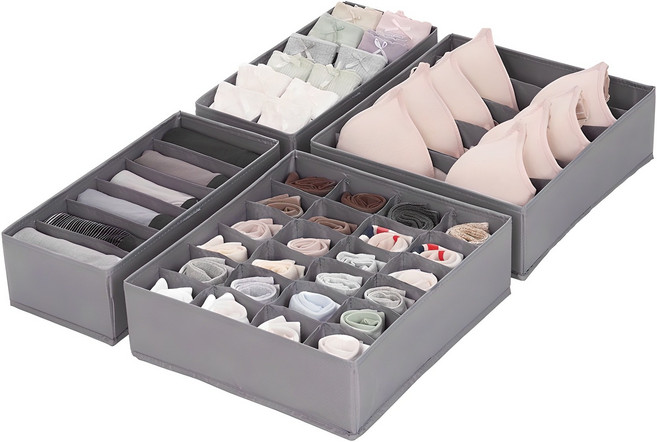 코멧 홈 프리미엄 속옷 정리함 4종(6칸+7칸+12칸+24칸), 그레이, 1세트
