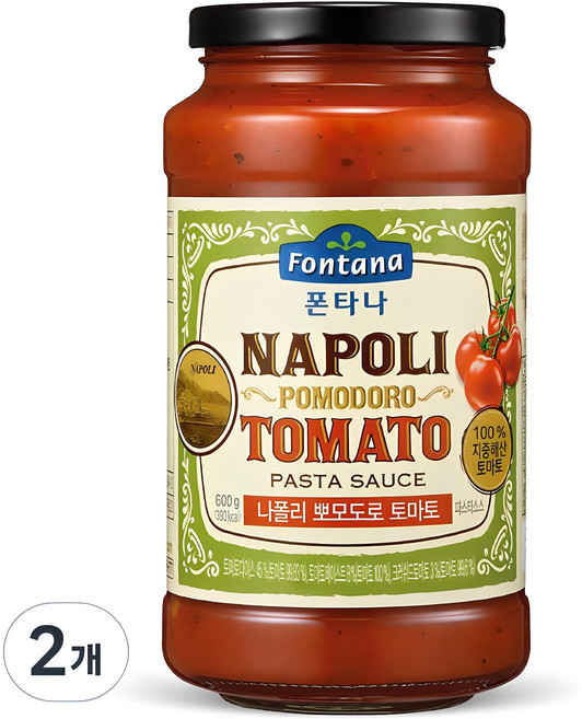 폰타나 나폴리 뽀모도로 토마토 파스타소스, 600g, 2개