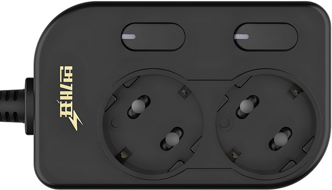 번개표 절전형 뉴개별스위치 멀티탭 2구, 1.5m, 블랙, 1개