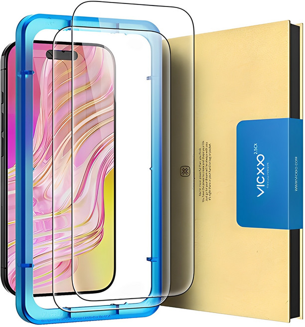 빅쏘 2.5CX 고투명 9H 부착가이드 아이폰 강화유리 휴대폰 액정보호필름 2매, 1세트