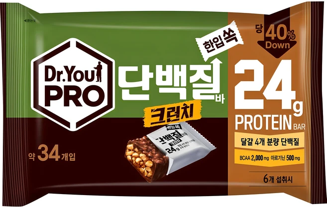 닥터유 프로단백질바 크런치 한입쏙 34p, 420g, 1개 - 쿠팡