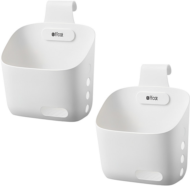 피키픽스 트롤리 레일 선반 걸이형 수납바구니 대형, 화이트, 2개