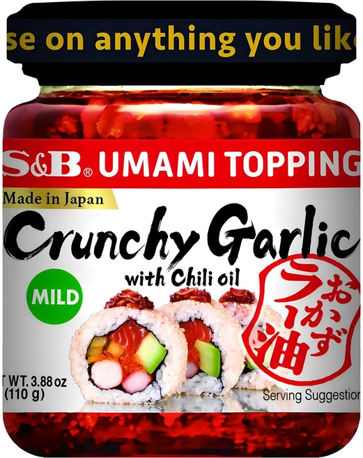 에스앤비 오카즈라유 우마미 토핑 크런치 갈릭 위드 칠리 오일, 110g, 1개 - 쿠팡