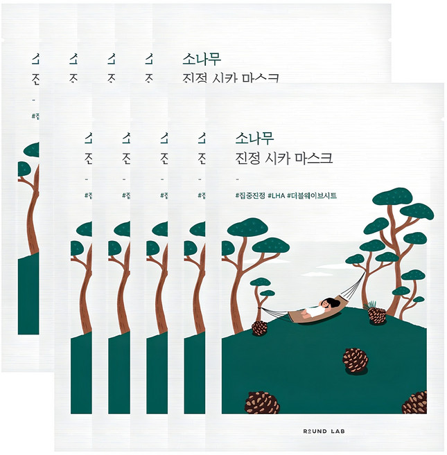 라운드랩 소나무 진정 시카 마스크, 1개입, 10개