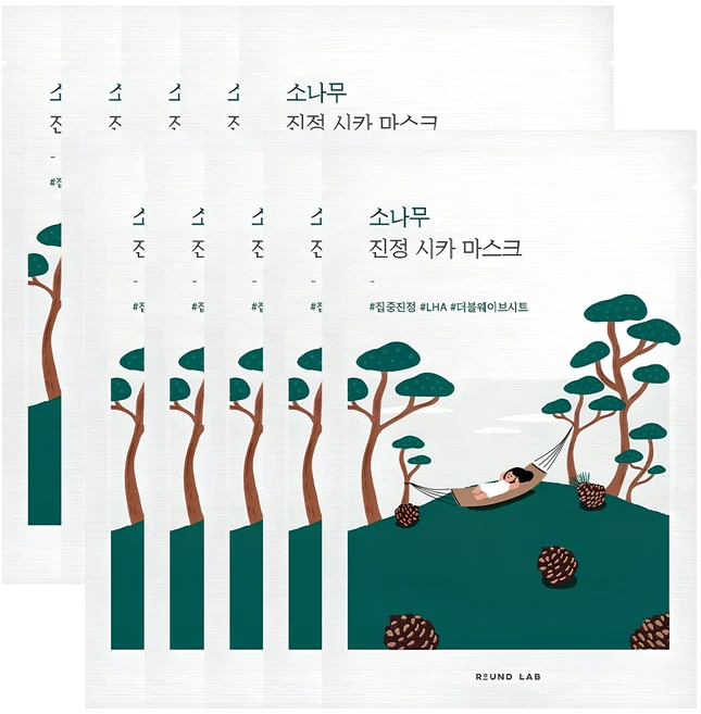라운드랩 소나무 진정 시카 마스크, 1개입, 10개 - 쿠팡