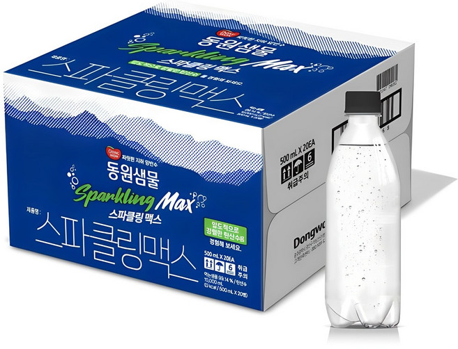 동원샘물 스파클링 맥스 탄산수 무라벨, 500ml, 20개