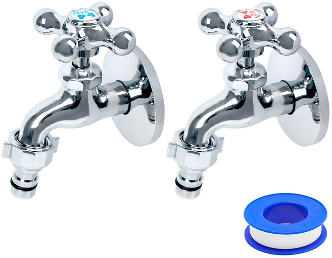 두진바스 분리형 다용도 세탁기 전용 수도꼭지 온냉수 세트, 1세트