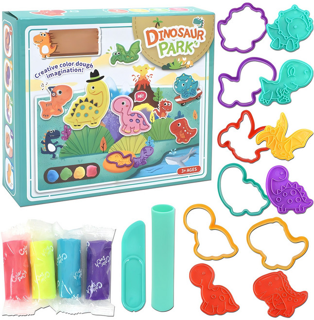 플레이 컬러 도우 클레이 세트, 공룡만들기, 200g, 1개