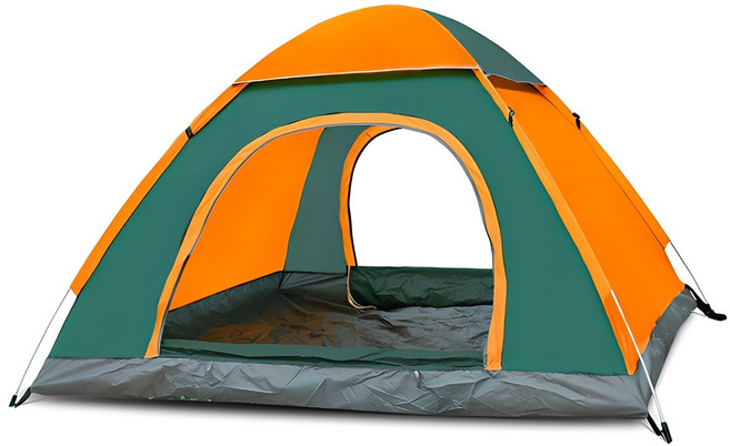 샤론 내츄럴캠핑 원터치 방수 텐트, 오렌지, 3~4인용