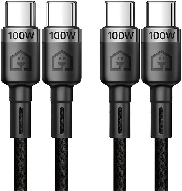 홈플래닛 E-Marker IC 칩셋 C to C PD 100W 초고속충전 케이블, 2m, 블랙, 2개